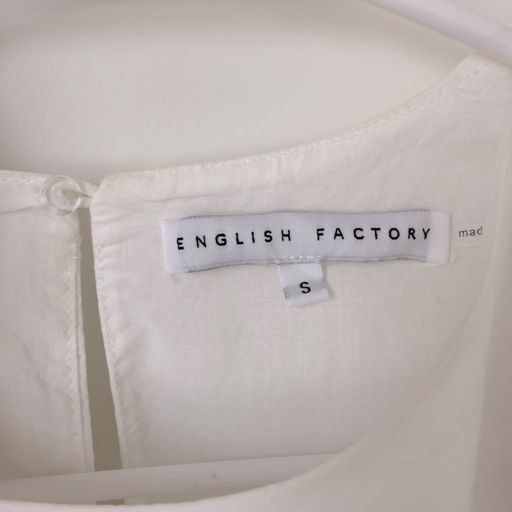 Anthropologie English Factory Puff-Sleeve Scalloped Blouse Small - Picture 7 of 10